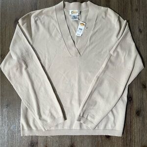 Talbots Women’s Light Tan V-Neck Sweater
